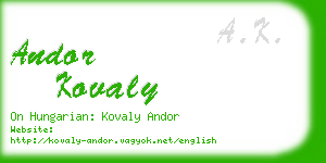 andor kovaly business card